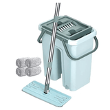 Flat Mop and Bucket Set, 3 Reusable Microfiber Mop Pads, Hands Free Mop with 50 Inch Handle for Floor Cleaning, Wet and Dry Use - EsaaThings