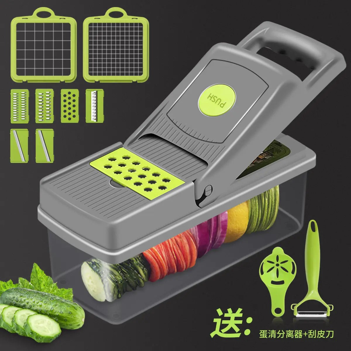 12 in 1 Vegetable Chopper Fruit Chopper Cutter Food Onion Veggie Dicer  Container