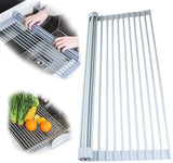 Over Sink Dish Drying Rack 21 inches x 16 inches, 304 Stainless Steel Extra Large Roll Up Rack for Kitchen Sink - EsaaThings